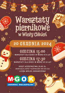 Bilety na wydarzenie - WARSZTATY PIERNIKOWE DLA DZIECI I MŁODZIEŻY, Janowiec Wielkopolski