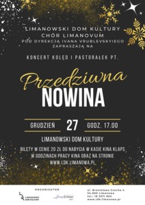 Bilety na wydarzenie - Koncert kolęd i pastorałek "Przedziwna Nowina" , Limanowa