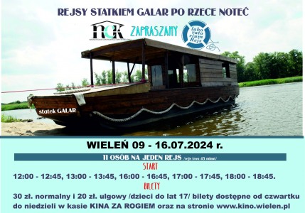 Bilety na wydarzenie - Rejs statkiem Galar po rzece Noteć, Wieleń