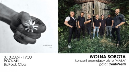 Bilety na wydarzenie - Koncert WOLNA SOBOTA | support: CentoVenti, Poznań